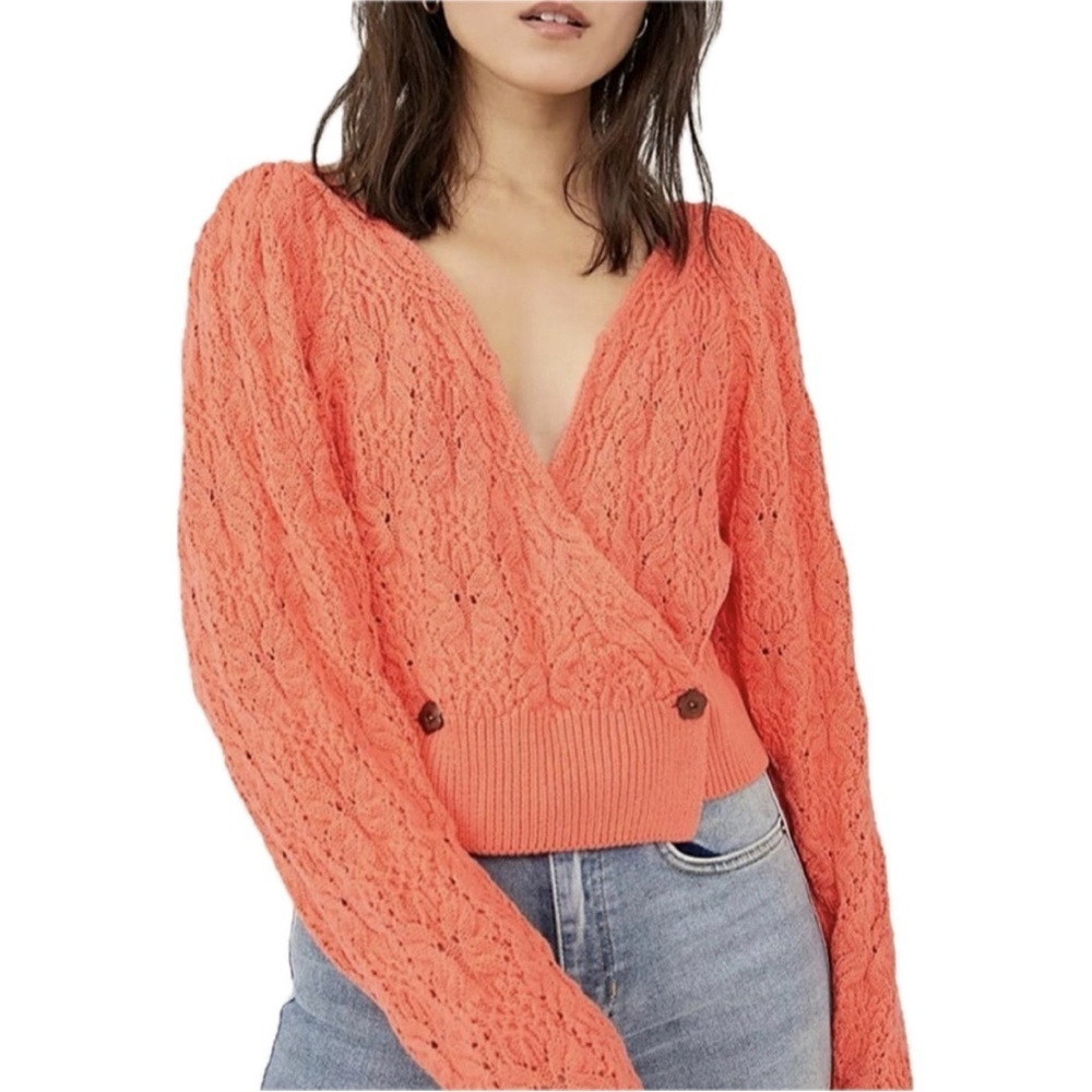 Free People Olive You Cable Wrap Cardigan NWT Pink/Rose Small